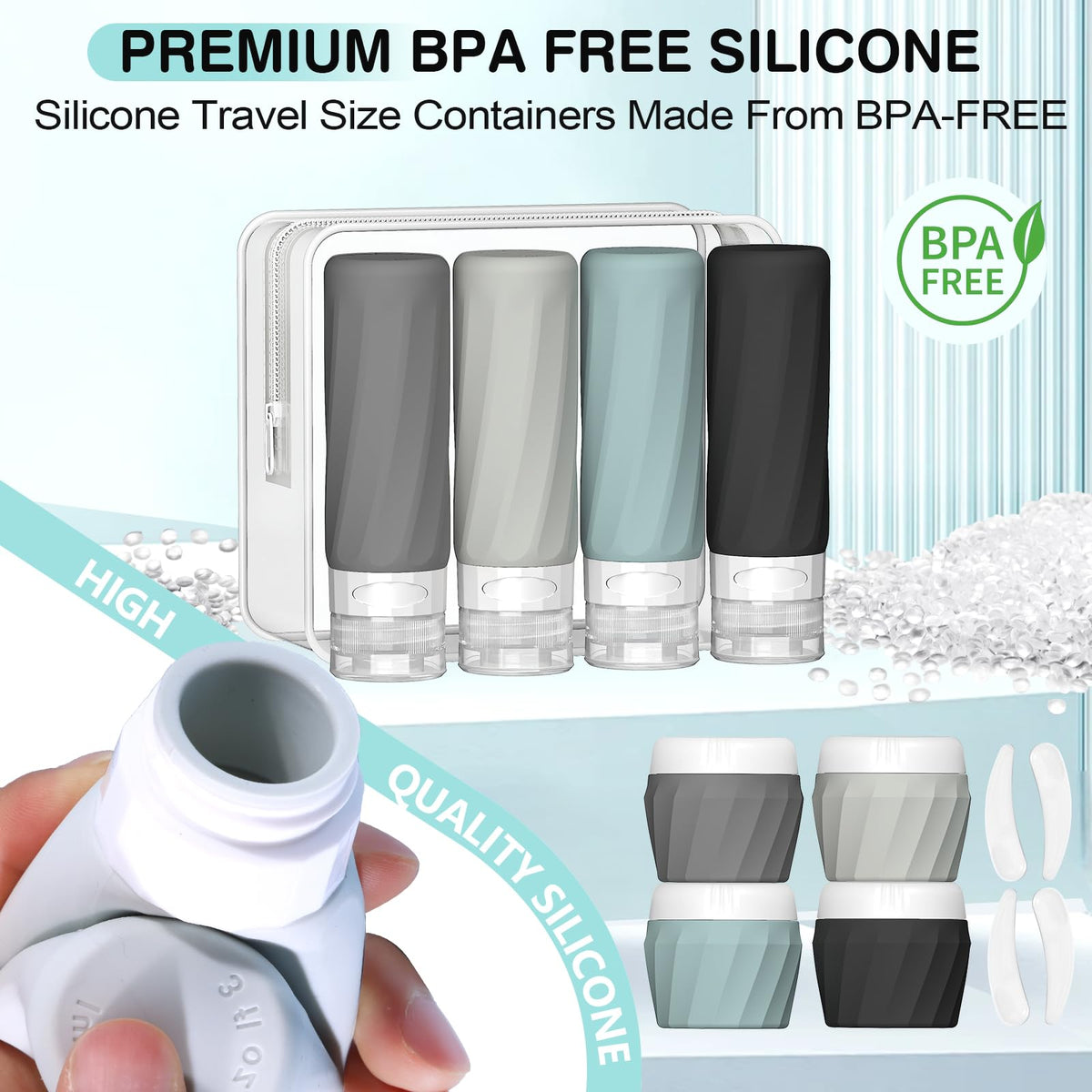 Silevoler travel cream jars offer squeezable storage for creams and gels, minimizing mess.