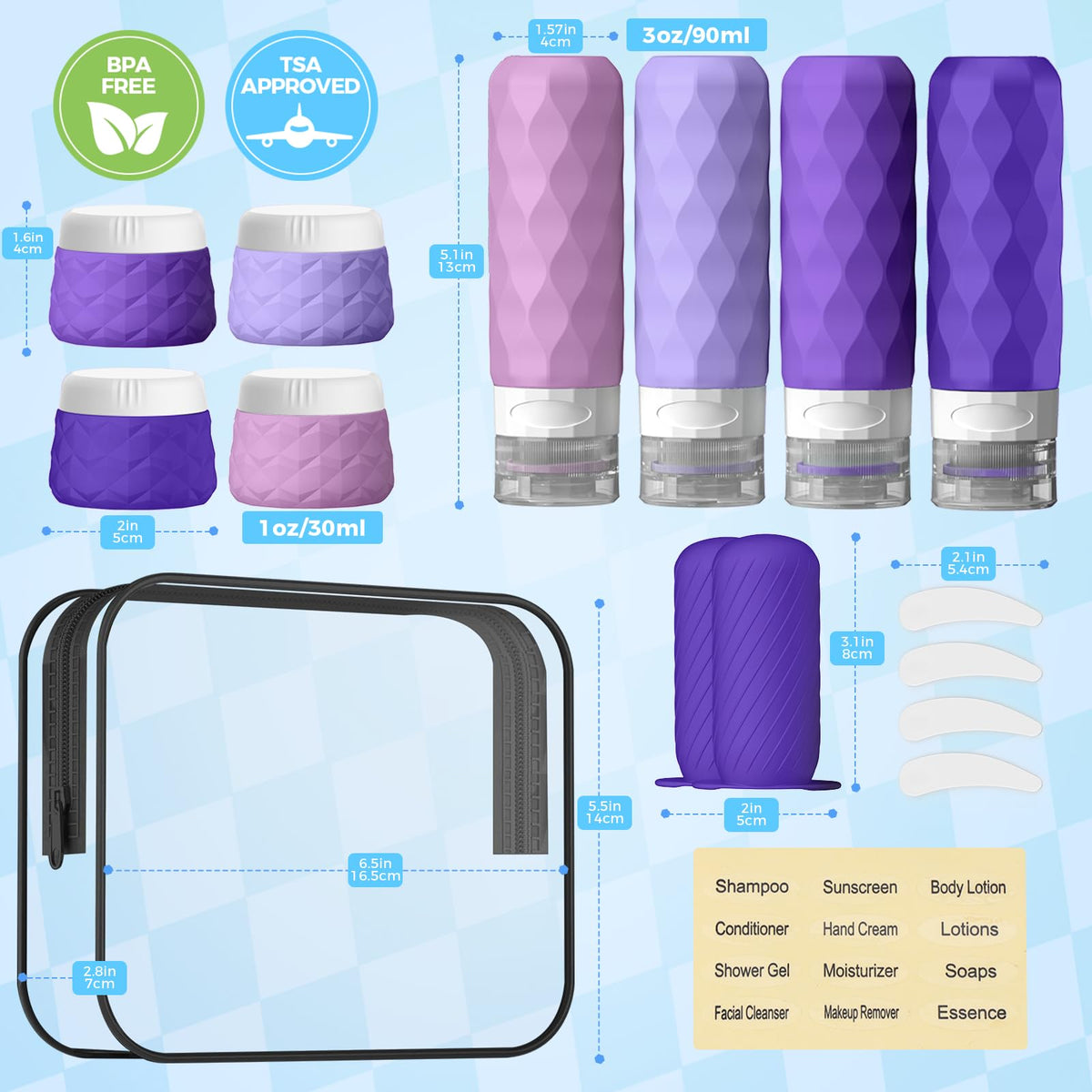Silevoler silicone travel jars in purple, ideal for creams and moisturizers.
