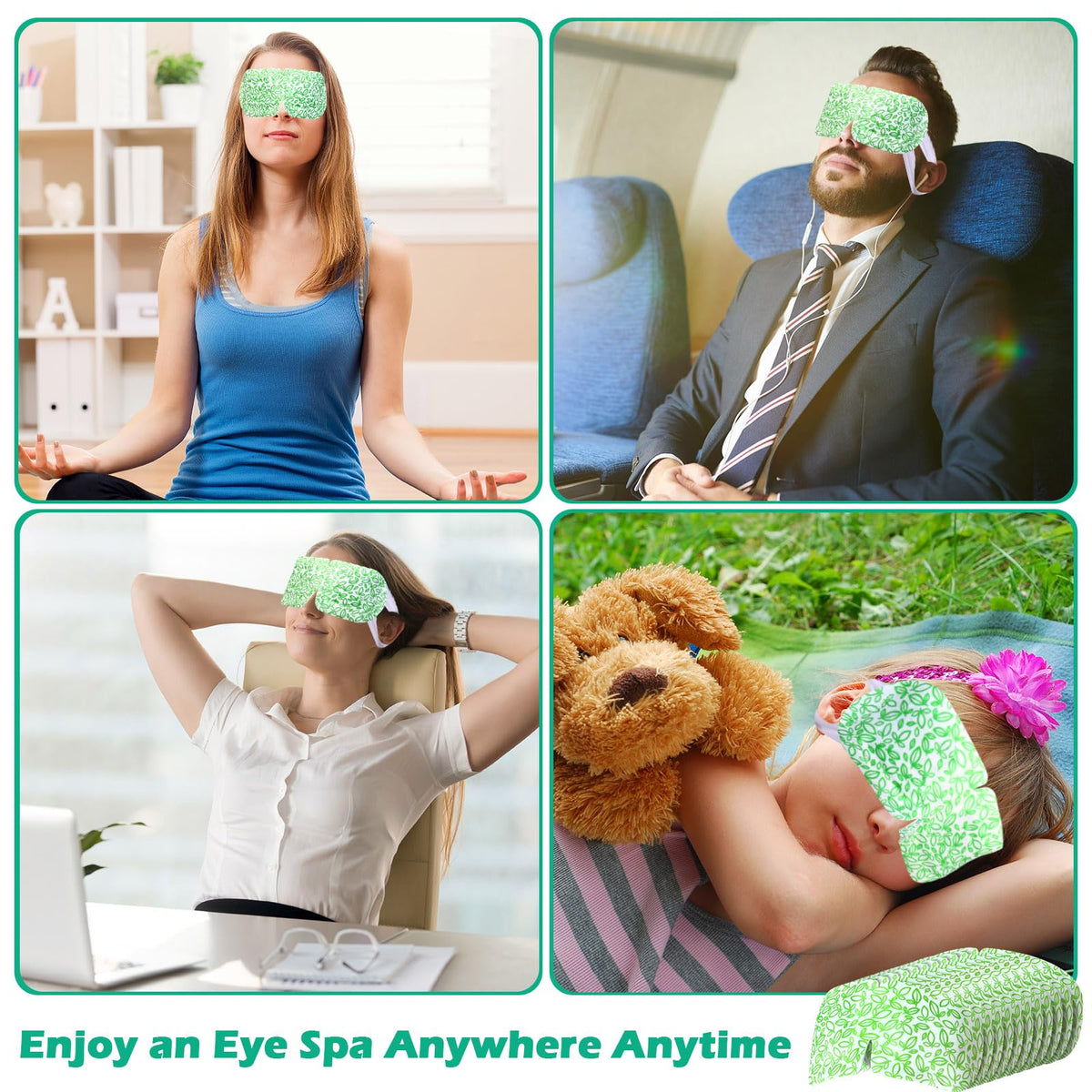 Silicherry green-pattern eye mask combines style with practical eye moisture.