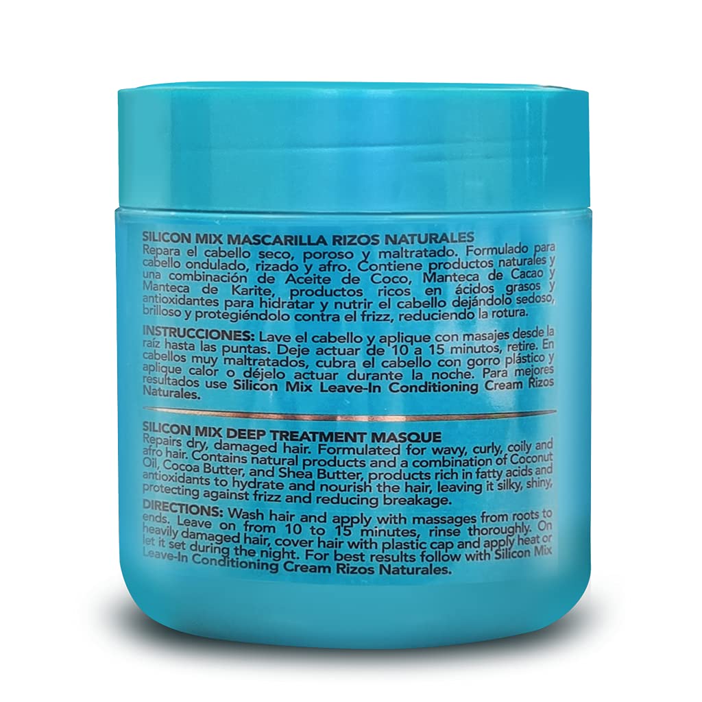 Silicon Mix hair conditioning mask packaging close-up showing ingredients for nourished curls
