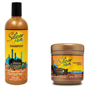 Silicon Mix argan oil ingredients visual for nourishing hair.