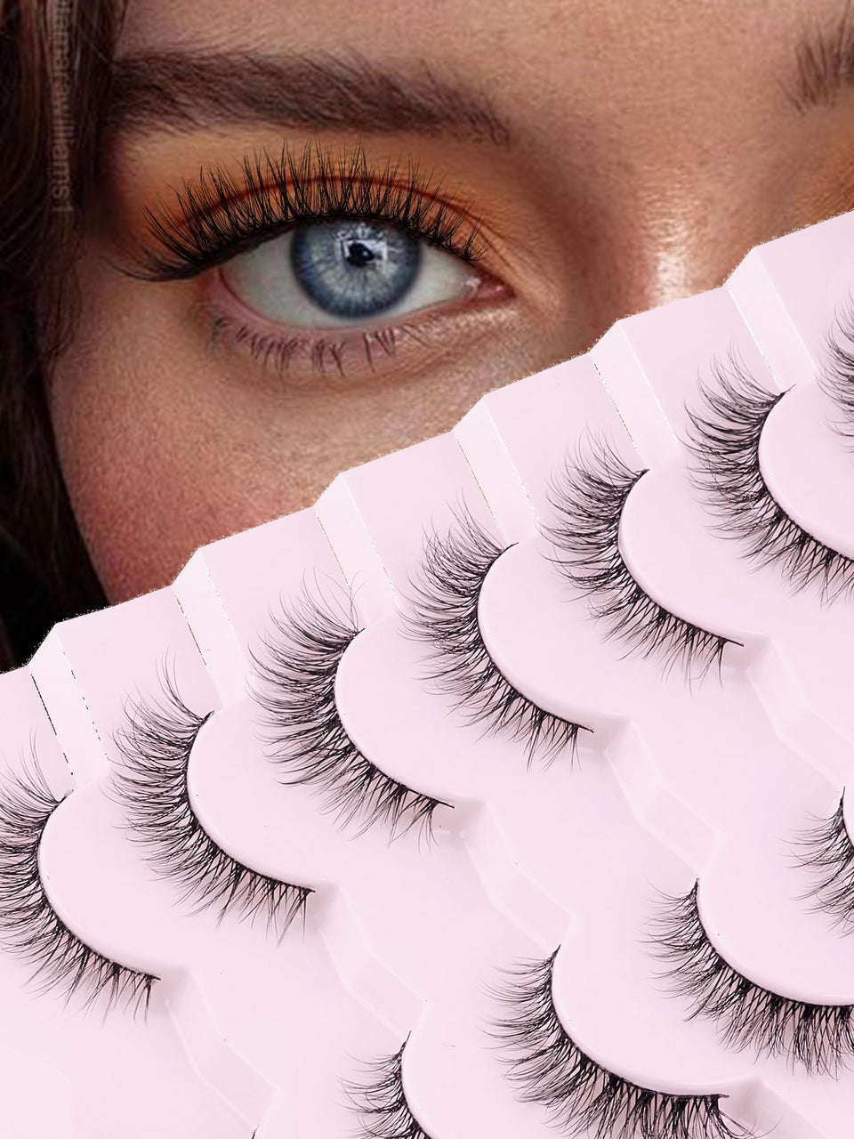 Siligli wispy cat eye lashes 12mm front view for natural daily lift.