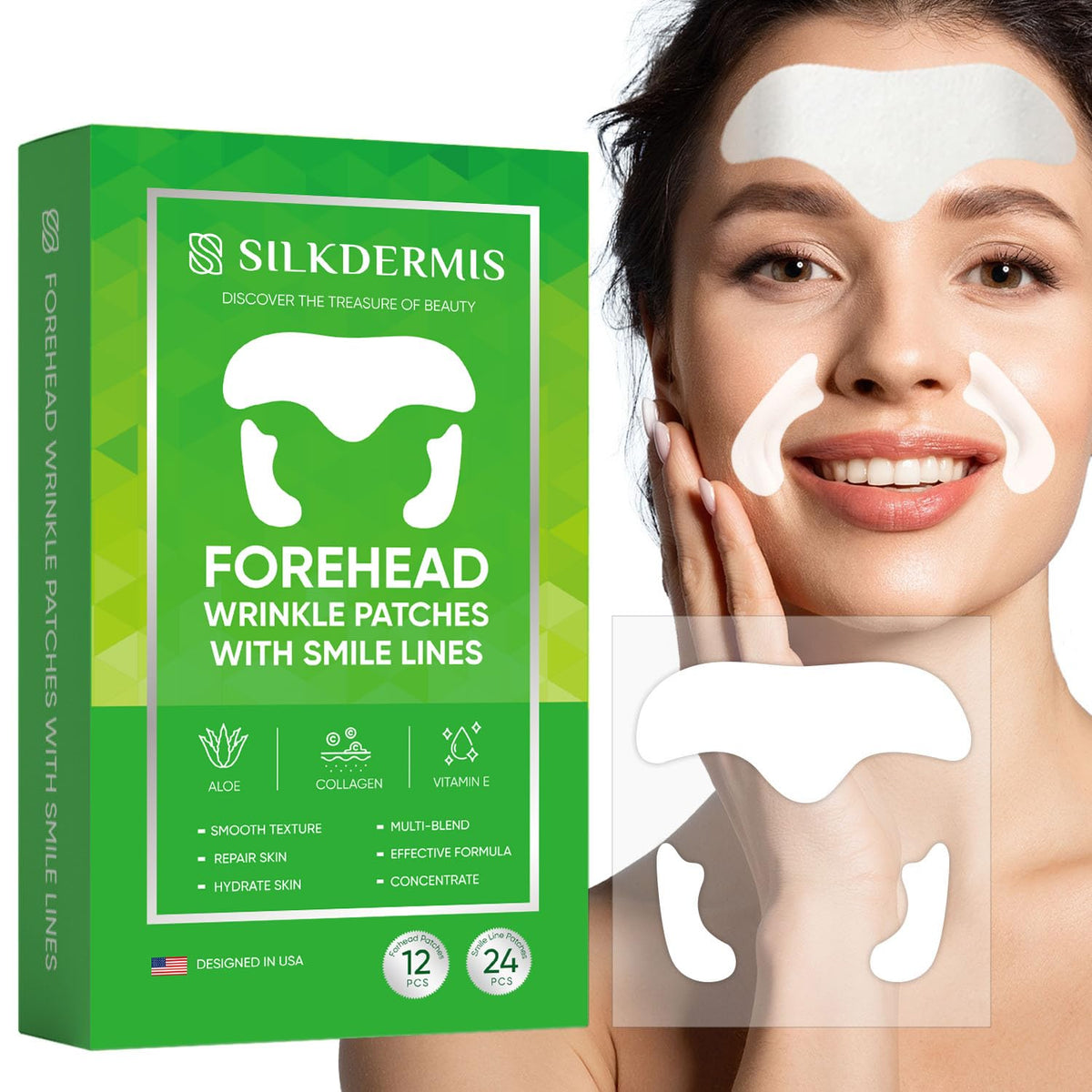 SILKDERMIS forehead wrinkle patches box for at-home smoothing