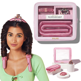 SILKE London heatless curlers in pink headband closeup for luxurious overnight curls