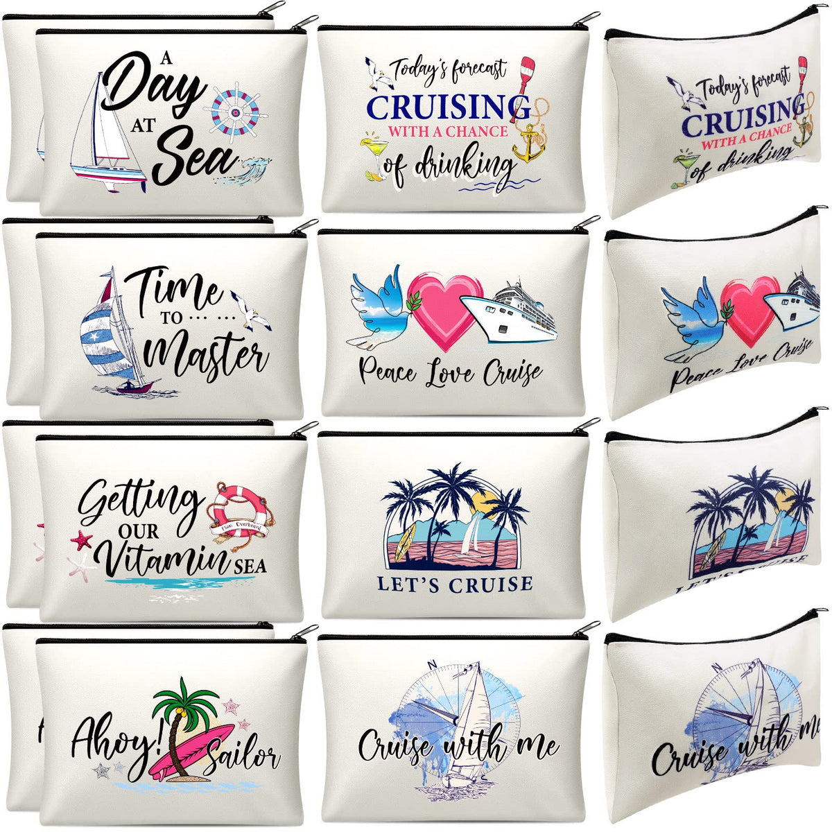 Silkfly cruise gift bags with varied patterns for stylish packing on voyages.