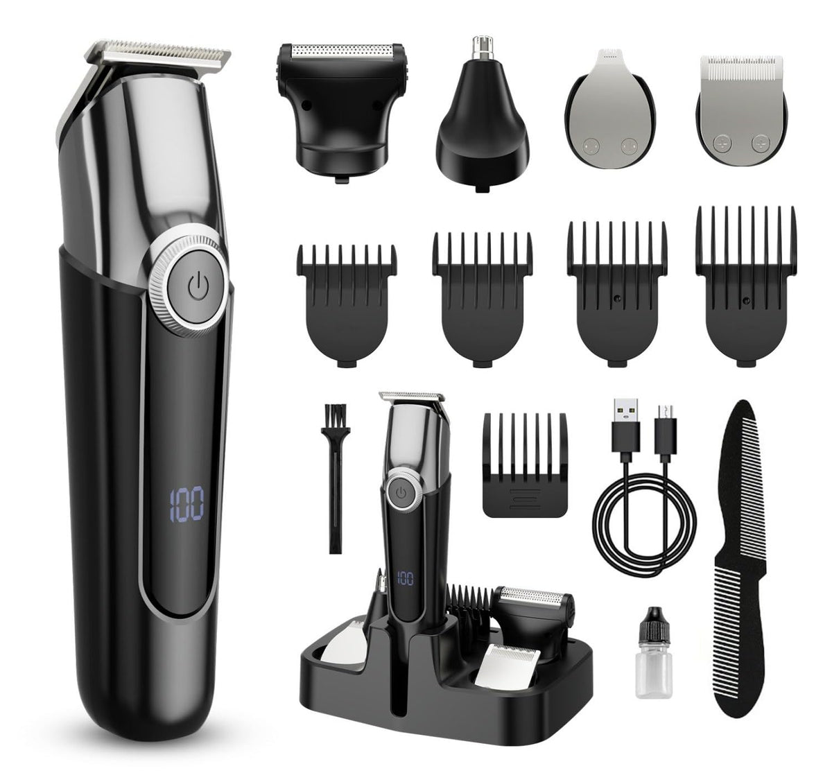 SilkGlow beard trimmer with 5-in-1 kit for versatile grooming at home