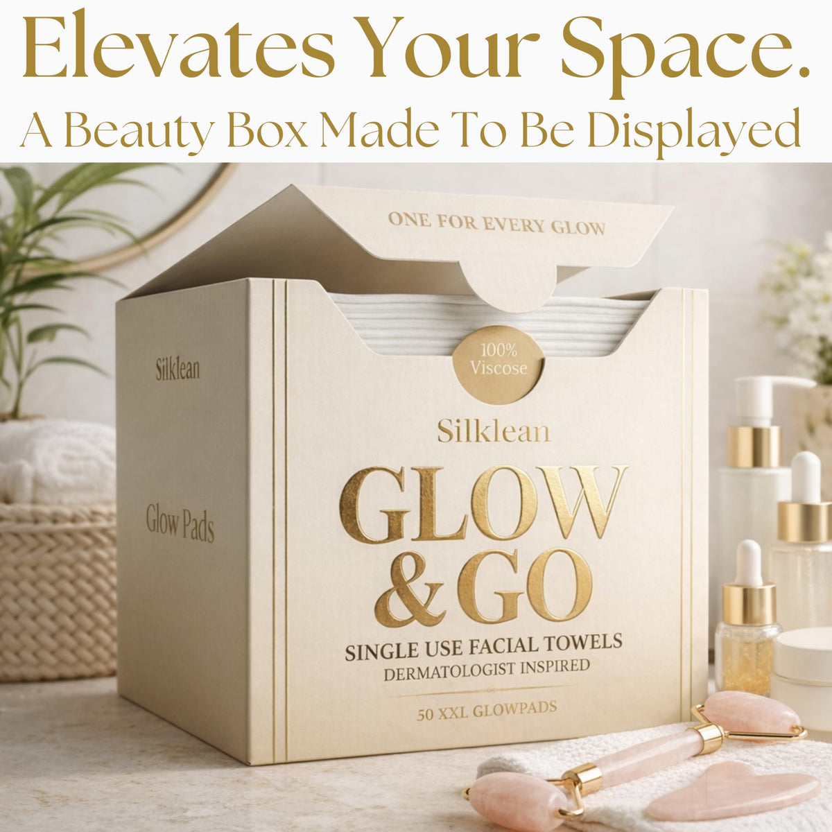 Silklean Glow & Go XL towel supports a smooth skincare routine.