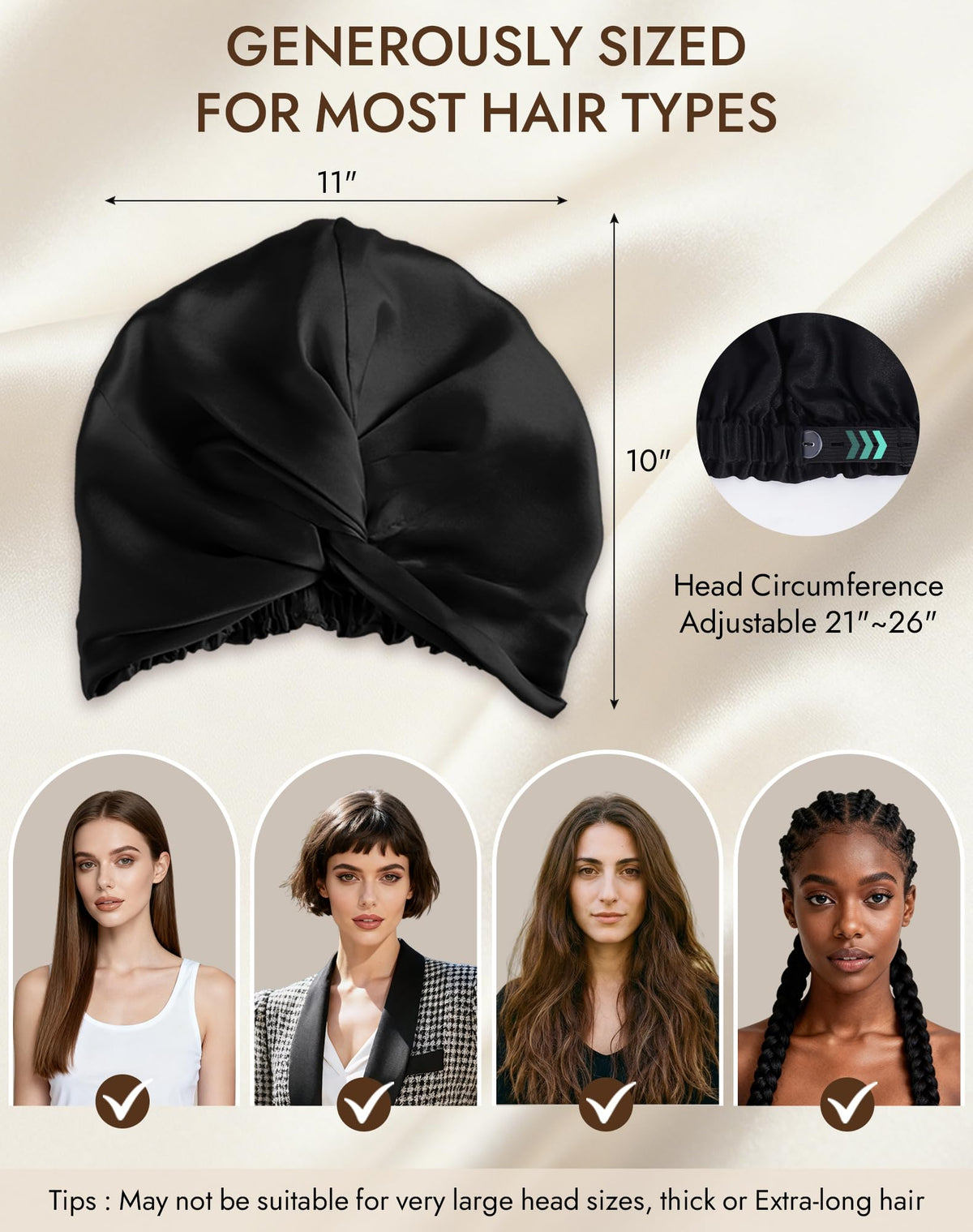 SilkSilky 21-26 inch head fit for most users.