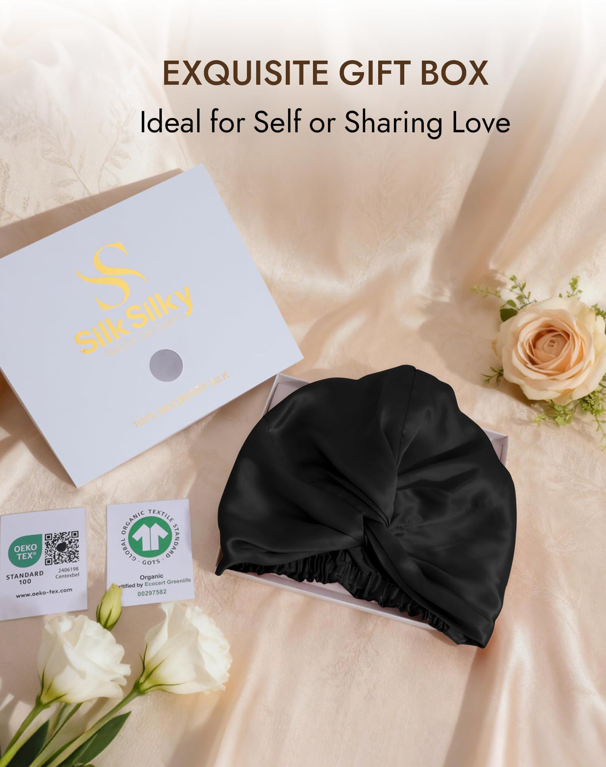 SilkSilky gift-ready silk bonnet for birthdays or holidays.