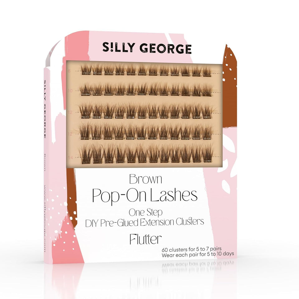 Silly George Pop-On lashes box with 60 clusters for quick, mess-free enhancement.