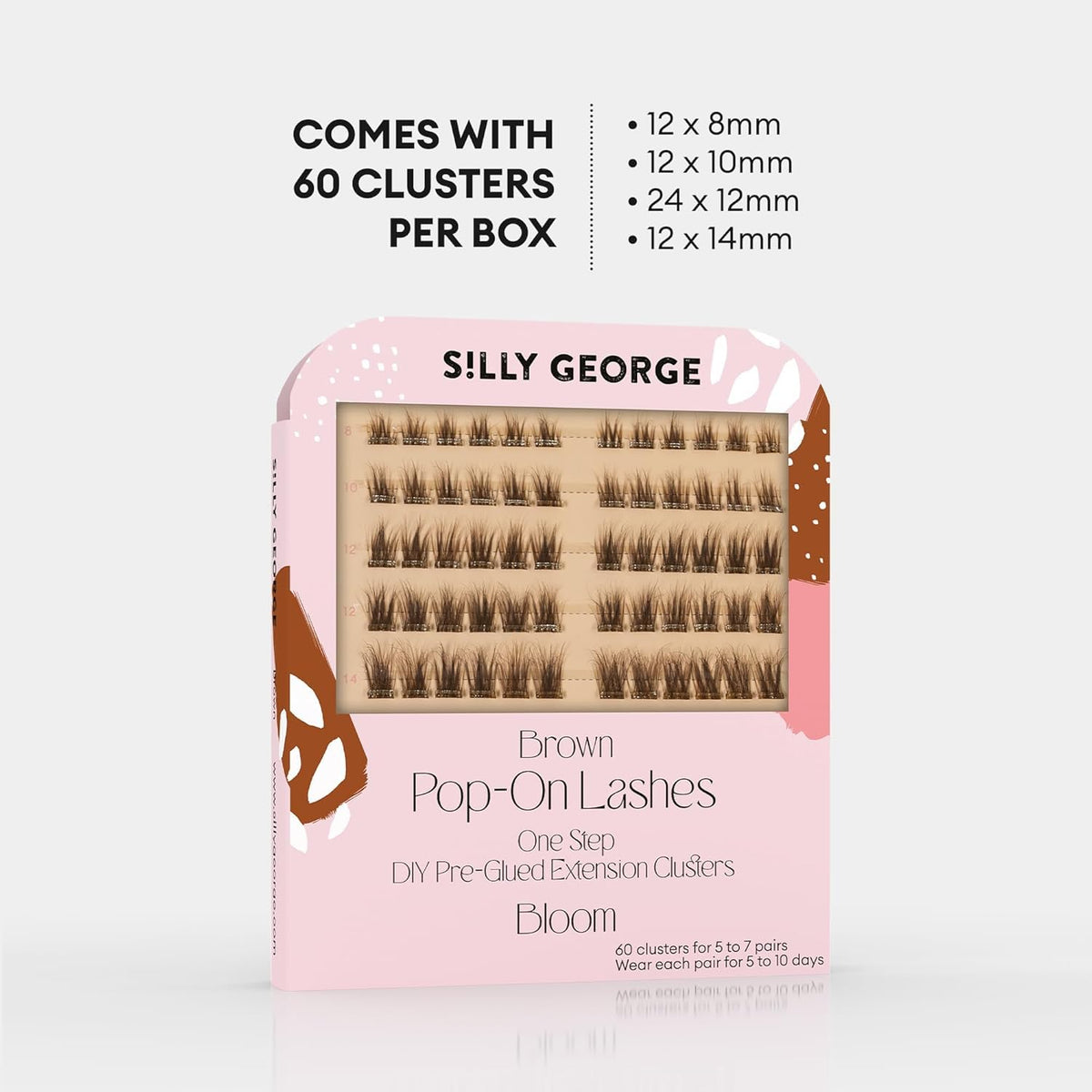 Silly George Pop-On Lashes Bloom extended wear up to 10 days.