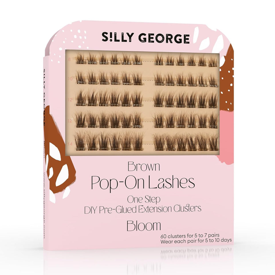 Silly George Pop-On Lashes Bloom pack with 60 clusters for easy, all-day wear.