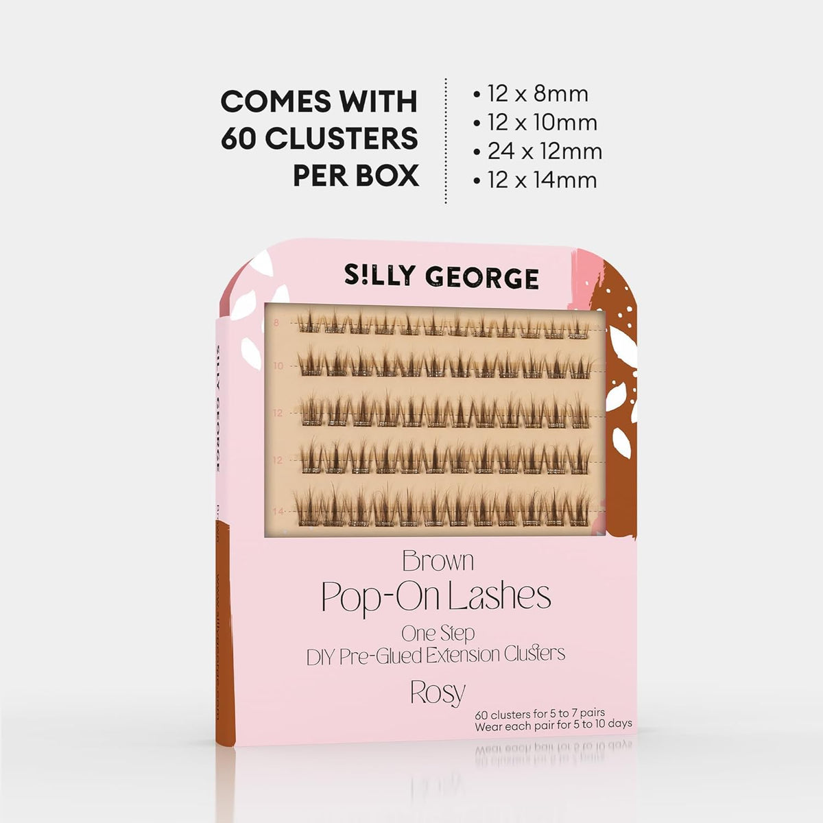 Silly George Pop-On Lashes cruelty-free branding highlighting vegan, latex-free lashes.