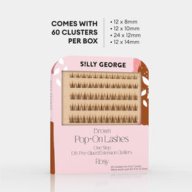 Silly George Pop-On Lashes cruelty-free branding highlighting vegan, latex-free lashes.