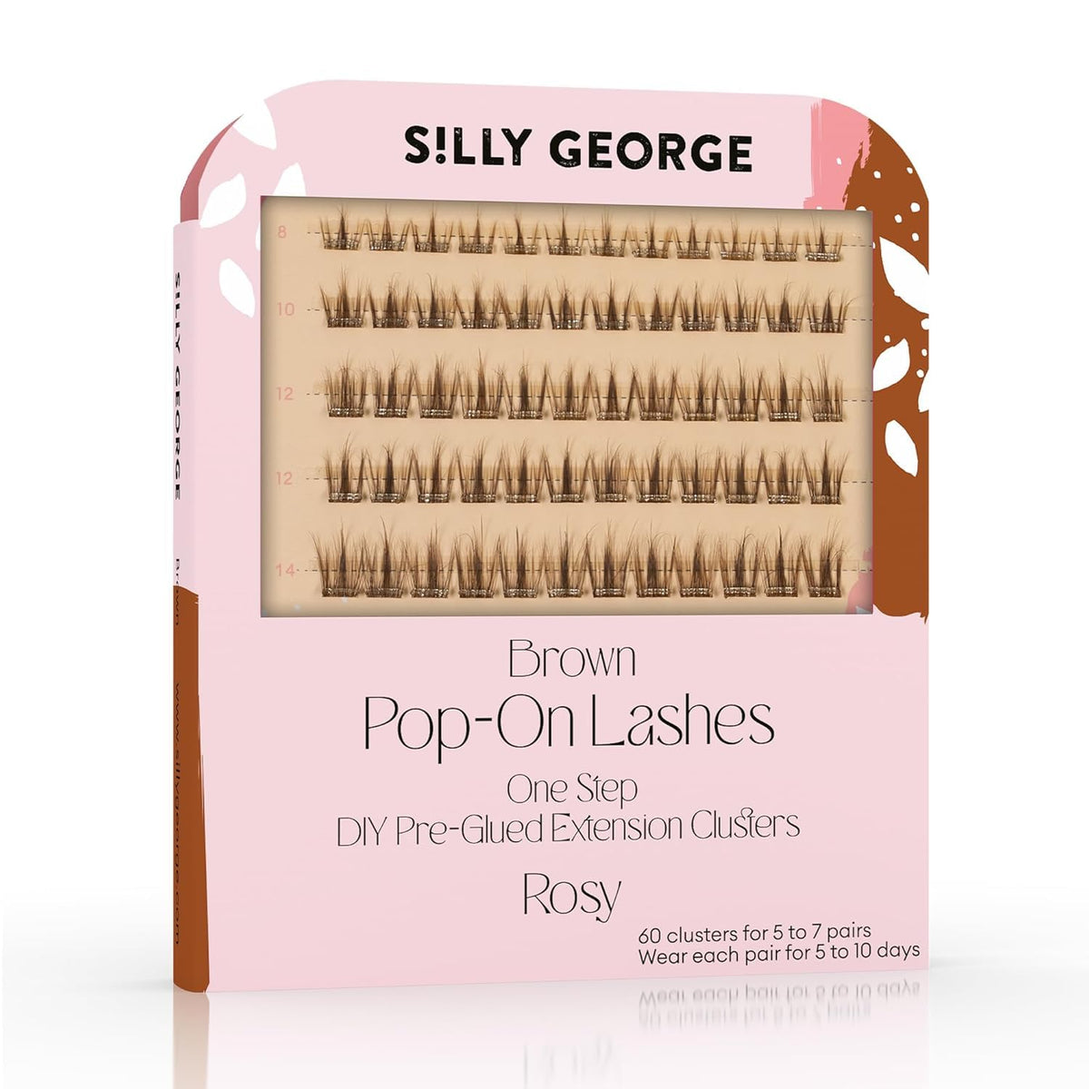 Silly George Pop-On Lashes Rosy clusters close-up for natural, lightweight look.