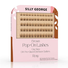Silly George Pop-On Lashes Rosy clusters close-up for natural, lightweight look.