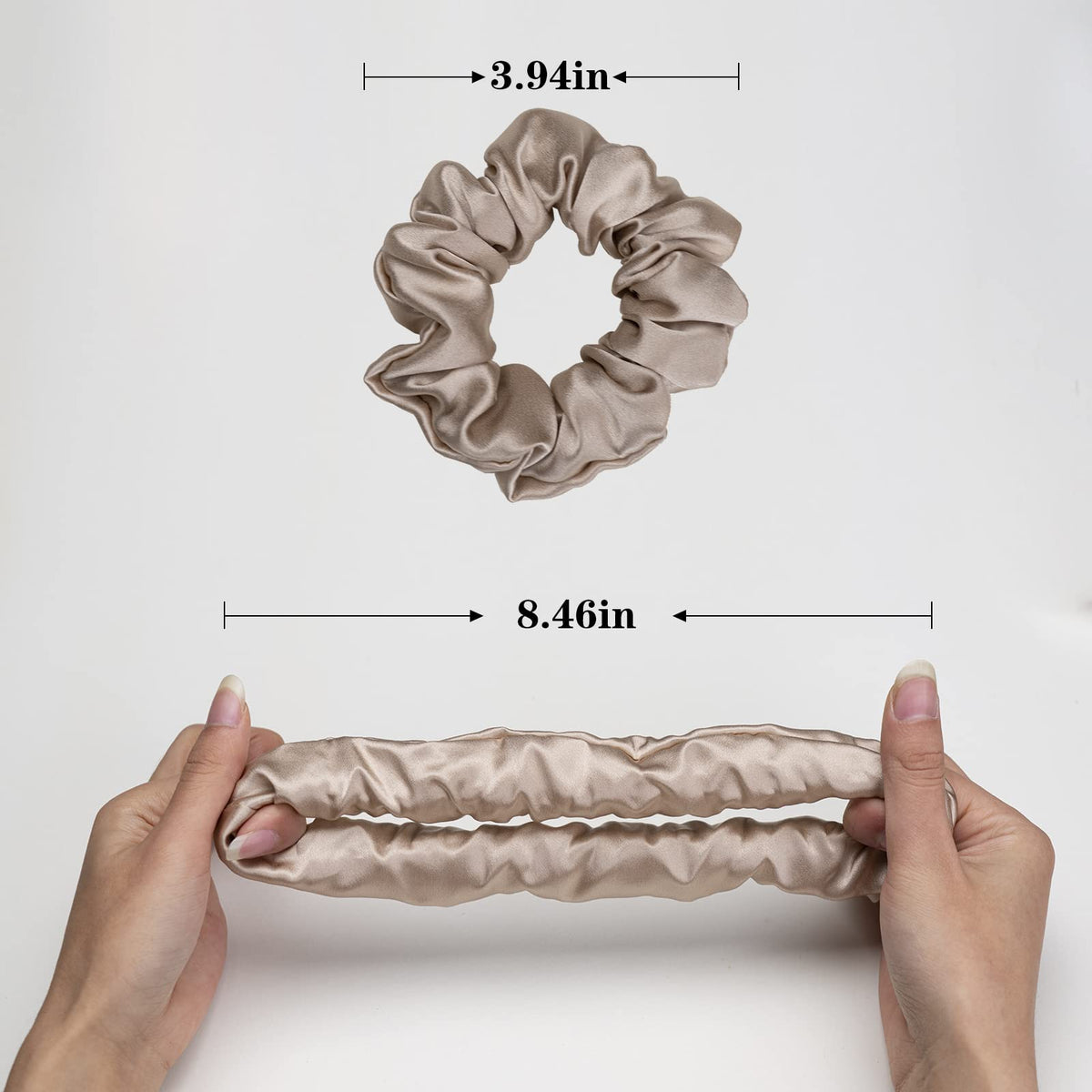 Silmer silk scrunchie bun close-up shows reduced friction and slip