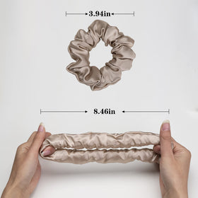 Silmer silk scrunchie bun close-up shows reduced friction and slip