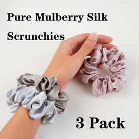 Silmer silk scrunchies pack of 3 in color options for outfit coordination