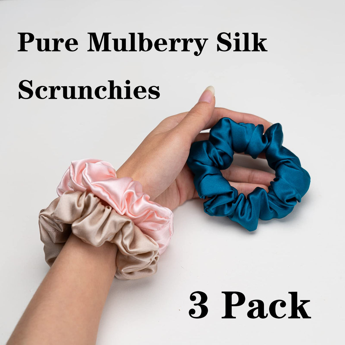 Silmer Silk Scrunchies peacock blue ponytail reduces friction for smooth hair