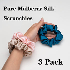 Silmer Silk Scrunchies peacock blue ponytail reduces friction for smooth hair