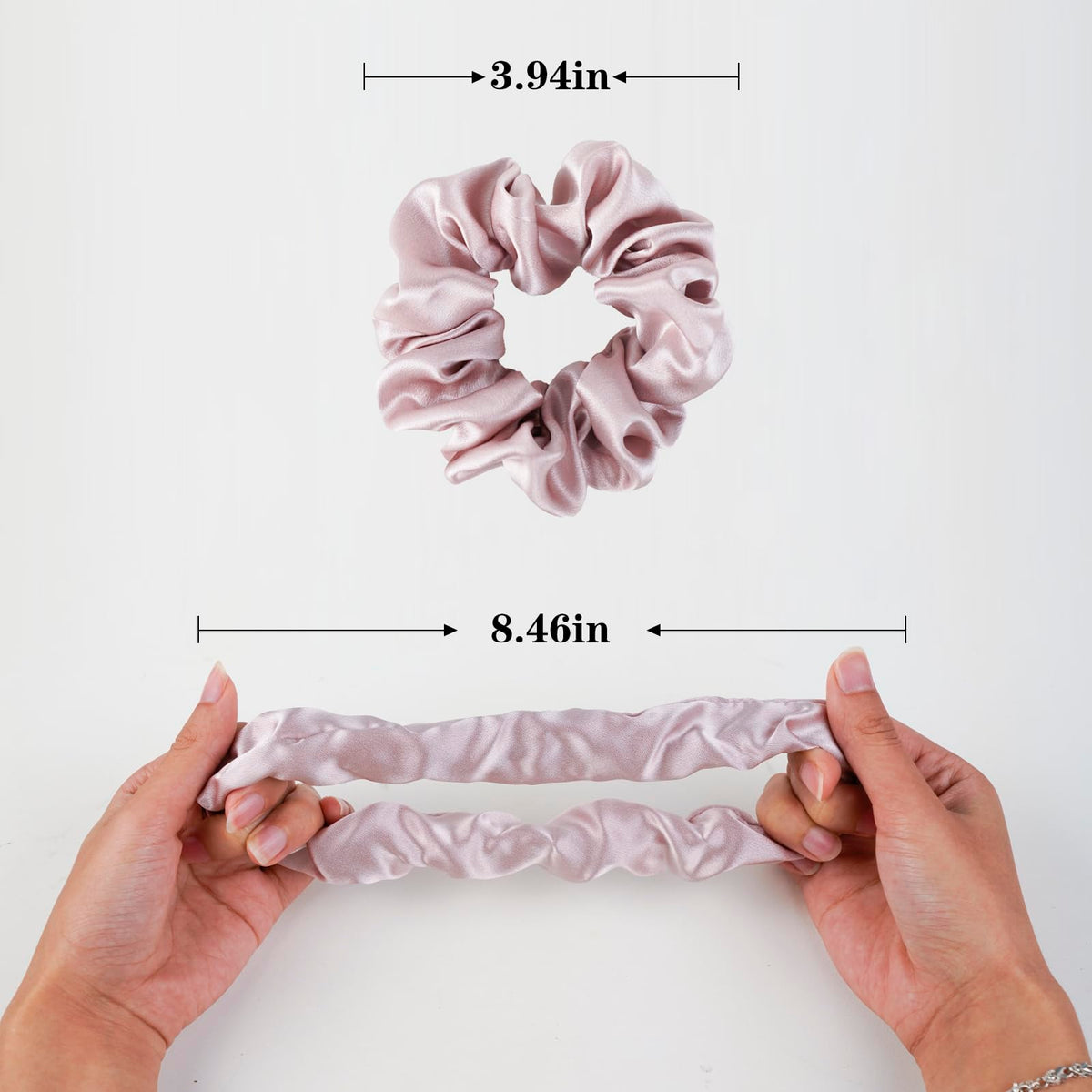 Silmer silk scrunchies securing a ponytail with a secure gentle grip