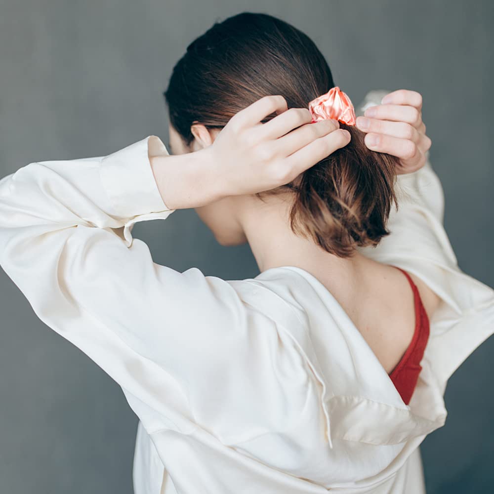 Silmer Silk Scrunchies worn on a bun provide elegant hold