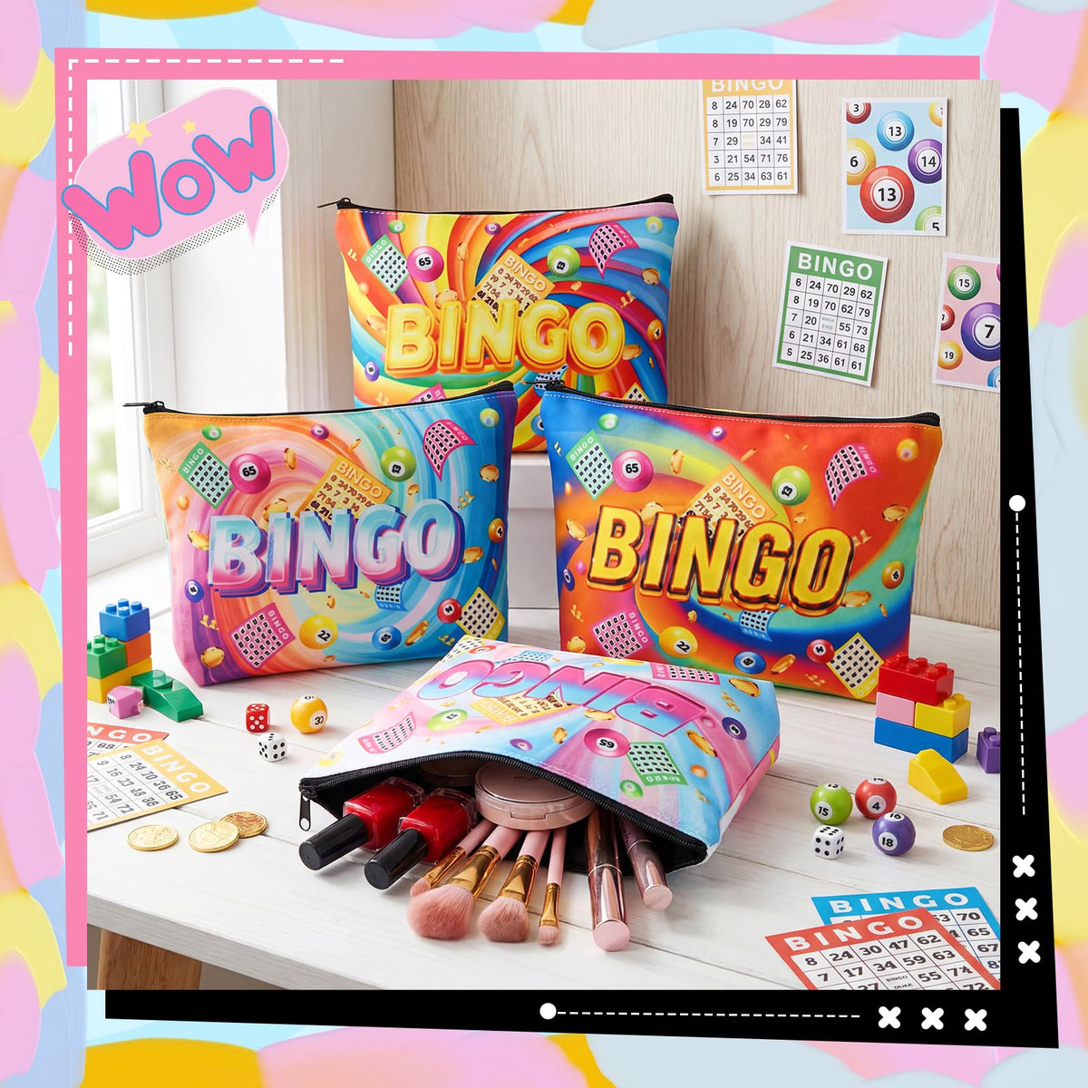 Bingo game night essentials: SilTriangle makeup bags for organizers