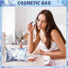 SilTriangle floral blue makeup pouch ready for travel and packing