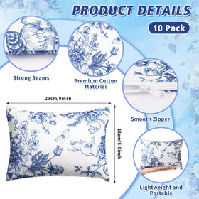 SilTriangle floral makeup bag blue zipper close-up showing secure access