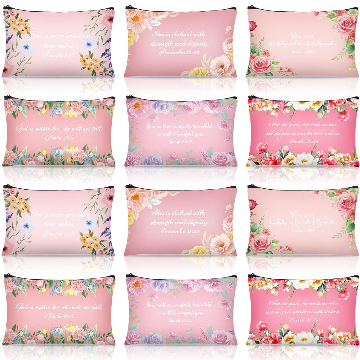 SilTriangle Mother's Day makeup bags 12-pack front view for versatile gift storage