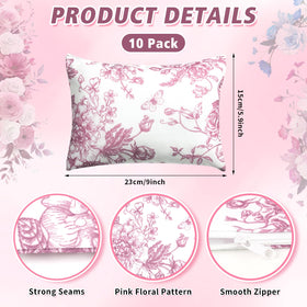 SilTriangle pink floral design canvas pouch ideal for travel essentials