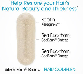 Silver Fern Hair Complex sea buckthorn ingredient supports scalp nourishment.