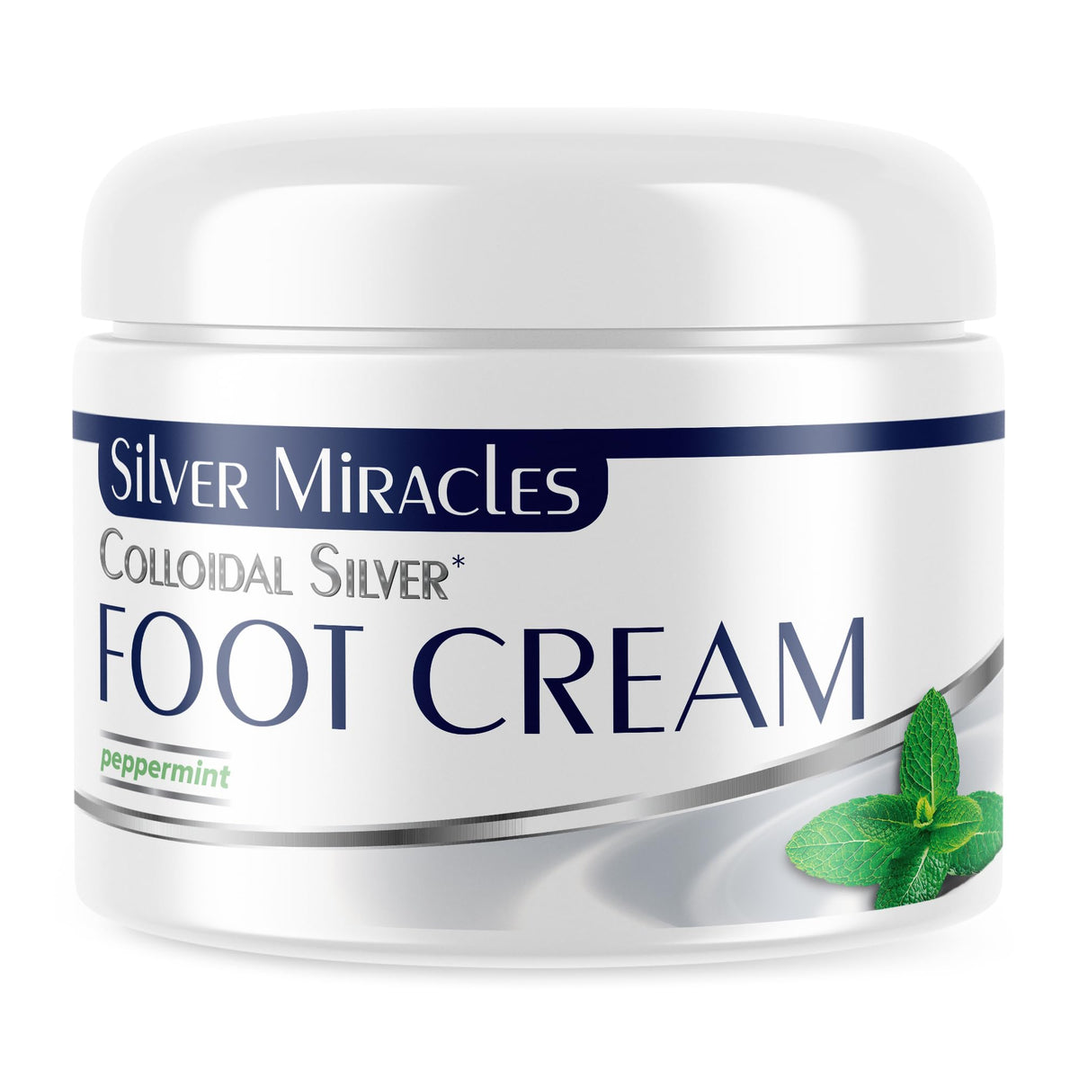 Silver Miracles Peppermint Foot Cream packaging on display, ready for daily use