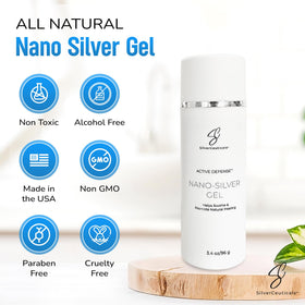 Close-up of SilverCeuticals cosmetic gel texture showing light, fast-absorbing finish.