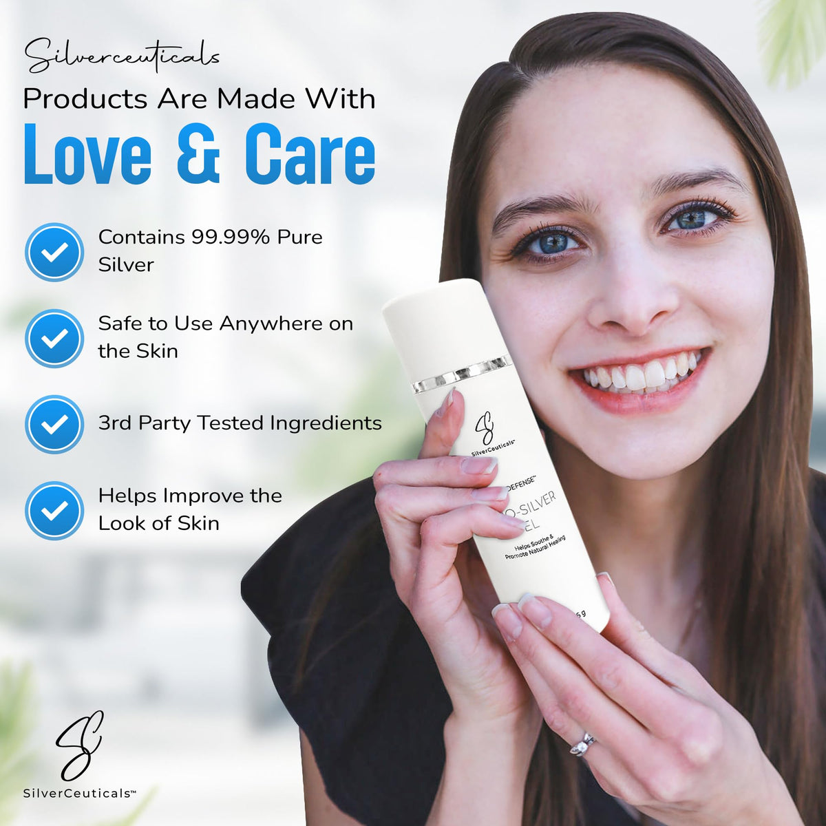 Finished look with a smooth, hydrated skin appearance after applying the gel.