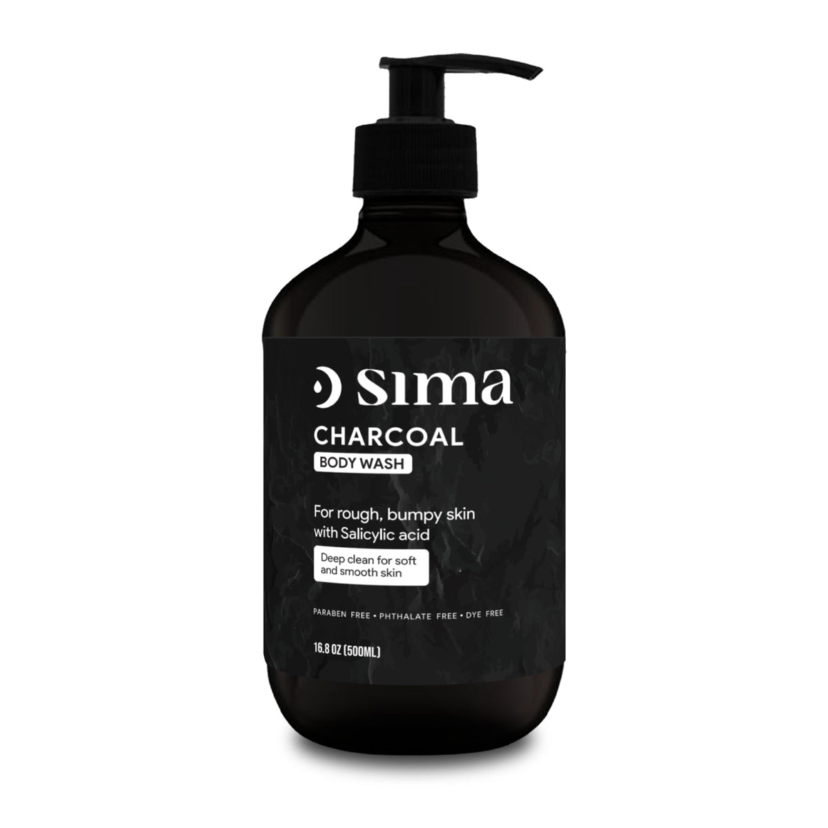 Sima Charcoal Gentle Body Wash bottle ready for daily use with sensitive skin in mind.