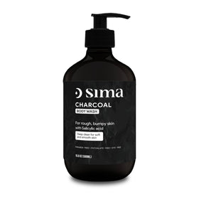 Sima Charcoal Gentle Body Wash bottle ready for daily use with sensitive skin in mind.
