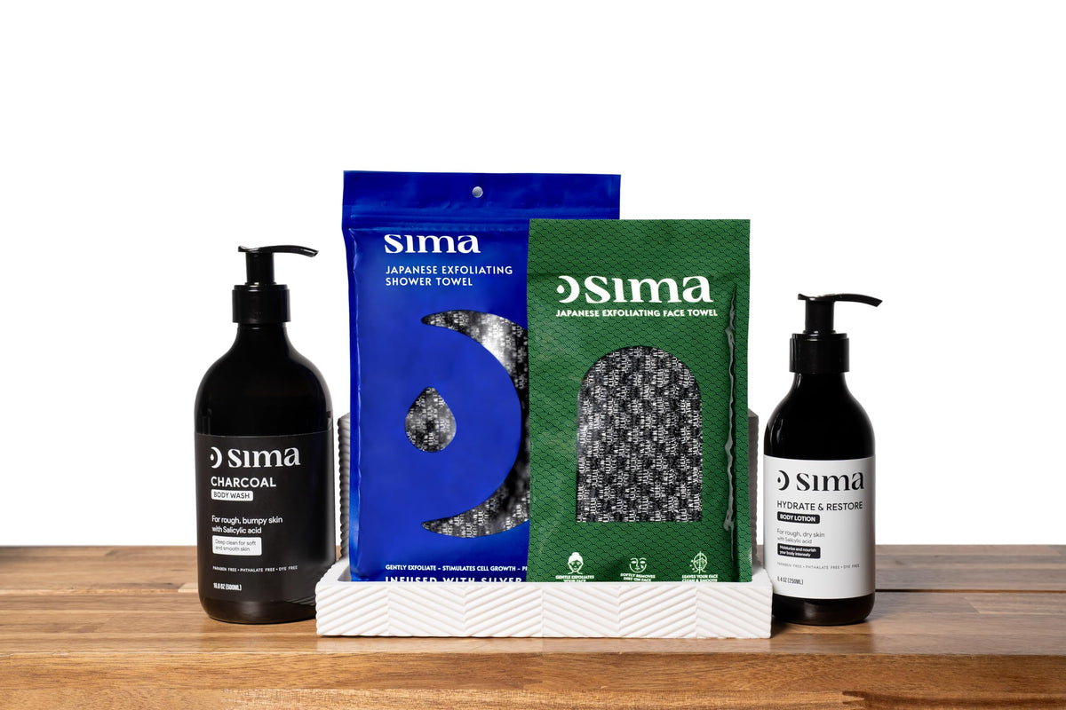 Daily-use concept shown with easy routine and sleek packaging for Sima wash.