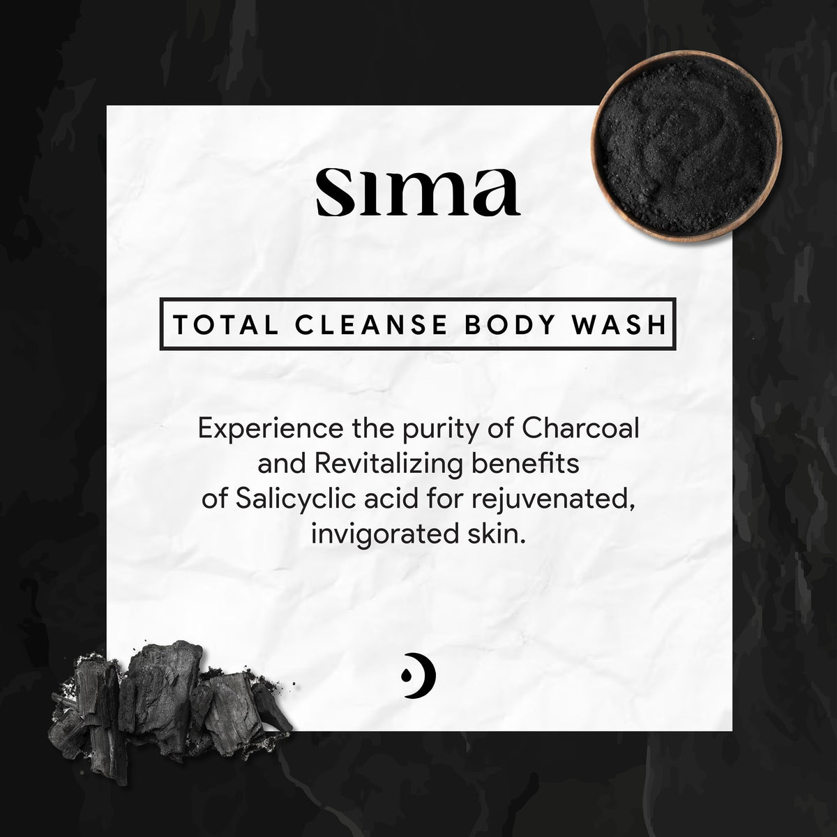 Skin silhouette after use, suggesting refreshed, clean skin with Sima wash.