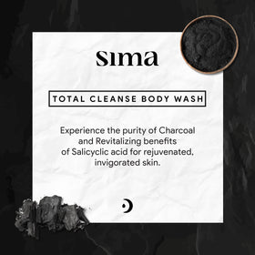 Skin silhouette after use, suggesting refreshed, clean skin with Sima wash.