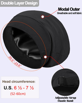 Adjustable elastic strap on Simapu silk bonnet for secure fit.