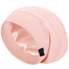 Simapu silk bonnet close-up fabric showing smooth mulberry silk for gentle hair protection.