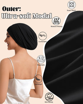 Simapu silk-lined sleep cap designed for curly hair-friendly use overnight