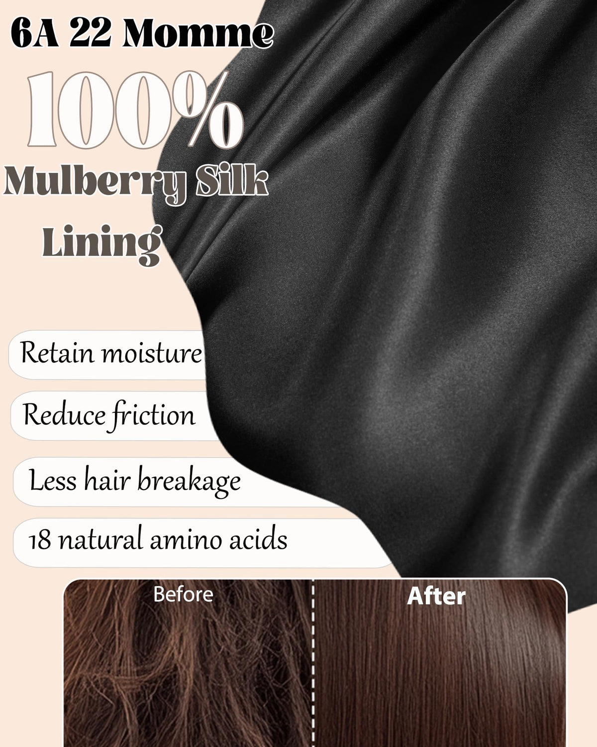 Simapu silk-lined sleep cap with adjustable elastic band ensures secure, comfortable fit
