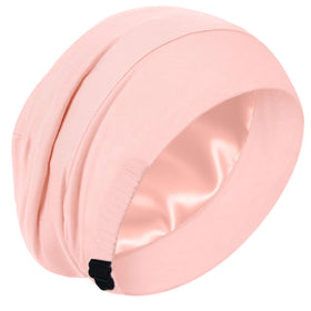 Simapu silk lined sleep cap front view for gentle overnight hair protection.