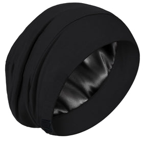 Simapu silk-lined sleep cap close-up showing gentle interior for hair protection