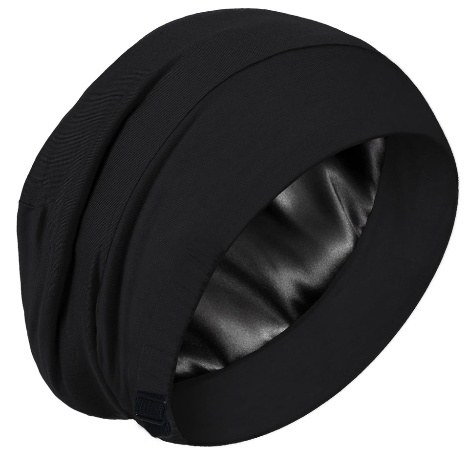 Simapu silk-lined sleep cap close-up showing gentle interior for hair protection