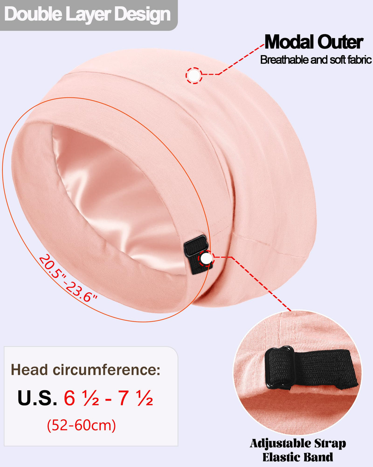 Simapu sleep cap adjustable strap ensures secure, comfortable fit through the night.