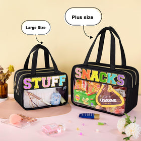 SIMBOOM chenille letter bag highlights PARTY detailing for stylish daily carry.